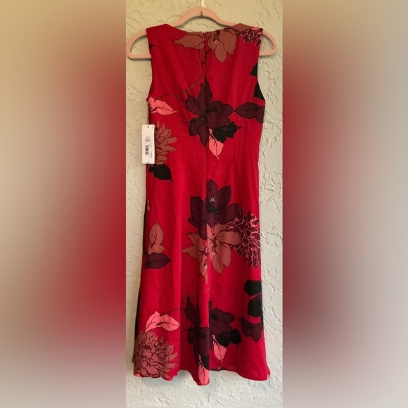 Liz Claiborne Red Floral Sleeveless A-Line Knee Length Dress (NWT) - Picture 6 of 10